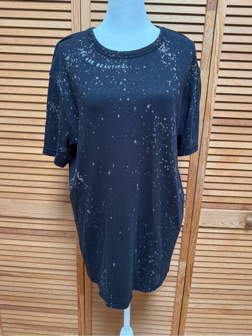 Southern Bliss You Are Beautiful Black Bleached Graphic Tee Size L Edgy Boho